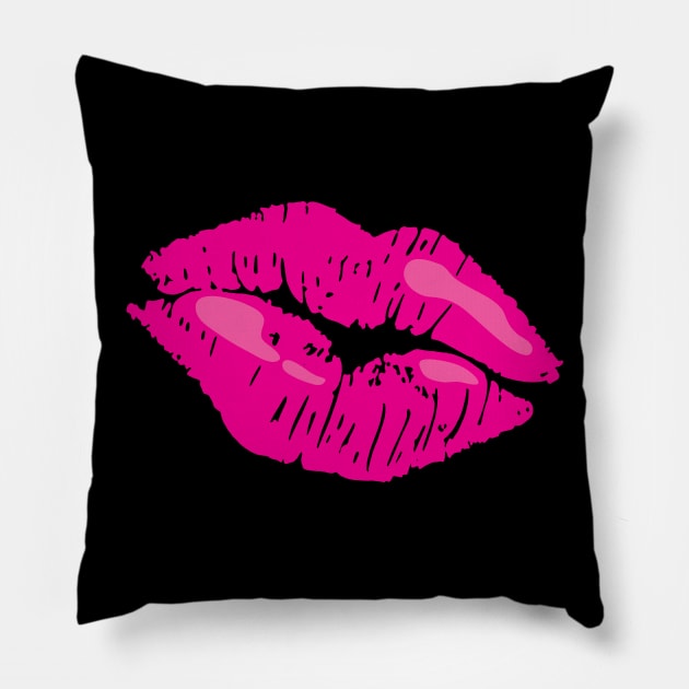 '80's Lipstick Party' Hot Pink Lip 80's Lipstick Pillow by ourwackyhome