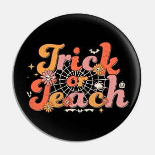 Abstract Groovy Trick Or Teach Teacher Halloween Costume Pin