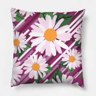 Beautifull Daisy Flower And Diagonal Line Pillow