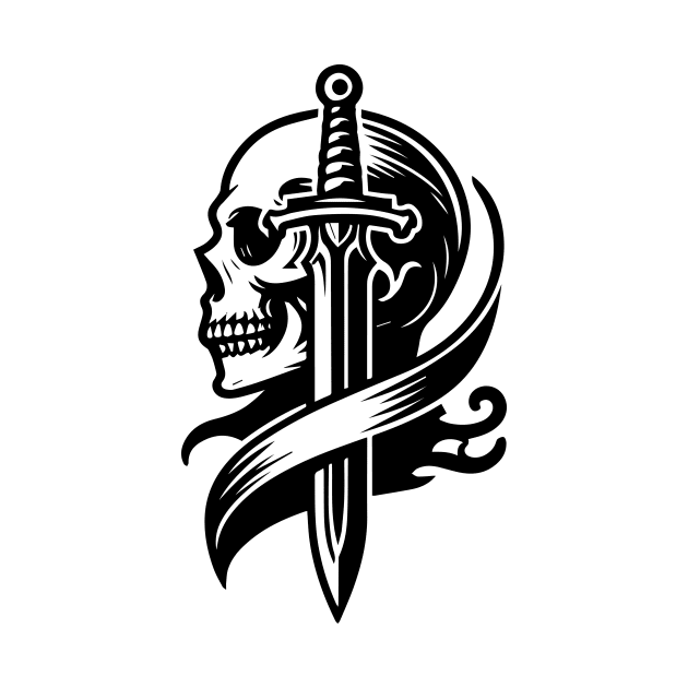 skull with sword by lkn