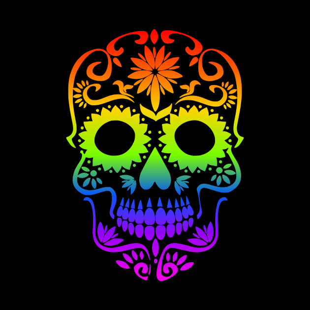 Rainbow Sugar Skull Halloween Day of The Dead Dia de Muertos by TwiztidInASense