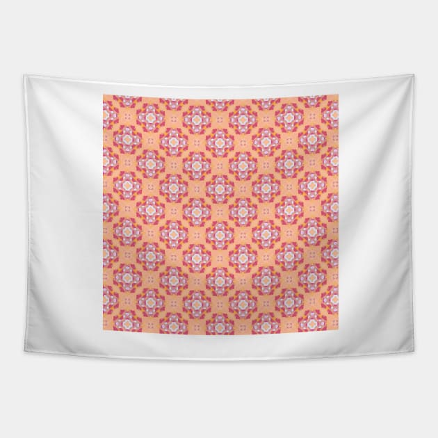 Soft geometric tiles orange Tapestry by Amalus-files