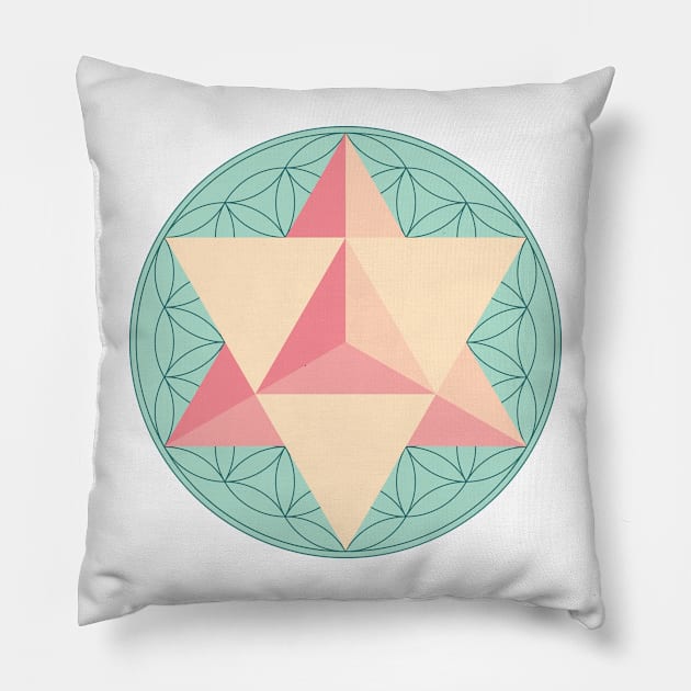 Merkaba with Flower of Life Pillow by GalacticMantra