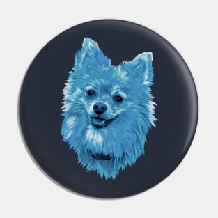 Cute Blue Pomeranian Dog Digital Art Pin