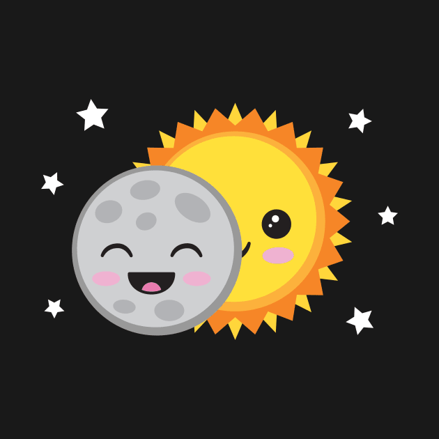 Cute Kawaii Solar Eclipse Cartoon by DesignLJK