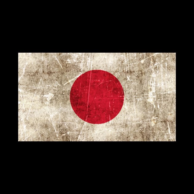 Vintage Aged and Scratched Japanese Flag by jeffbartels