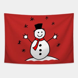 Cute Christmas Cartoon Snowman Tapestry