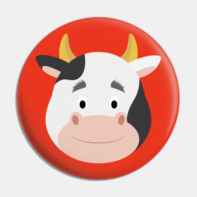 Cow Face Pin by JunkyDotCom