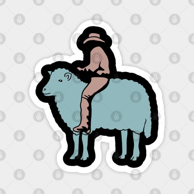 Cowboy Riding a Sheep Magnet by isstgeschichte