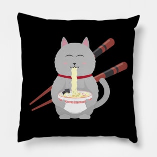 Cat Eating Ramen Pillow