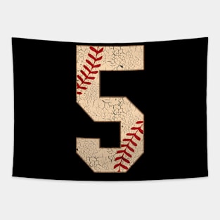 Baseball Number 5 Softball  For Baseball Players Tapestry