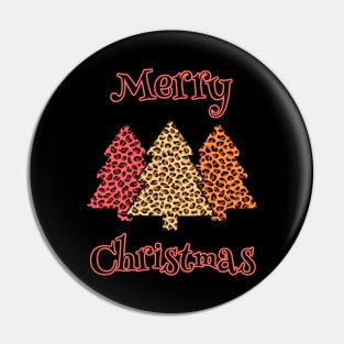 Merry Christmas Leopard Print Trees Pin