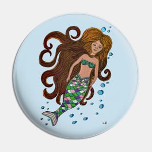 Mermaid with Bubbles Pin