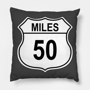 50 Mile US Highway Sign Pillow