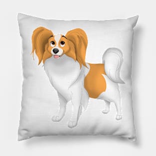 White & Red Papillon Dog Pillow