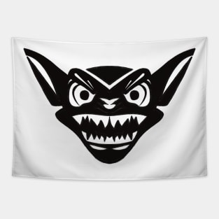 Angry Black Gremlin Face Tapestry