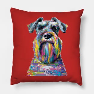 Schnauzer Painting Art Pillow