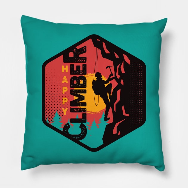 Happy Climber Pillow by Myartstor 