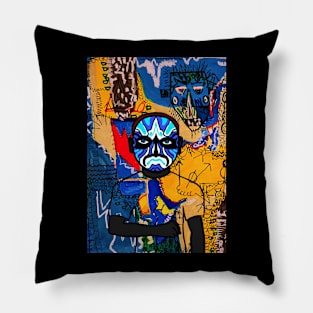 Urban-Chic Digital Collectible - Character with MaleMask, ChineseEye Color, and BlueSkin on TeePublic Pillow