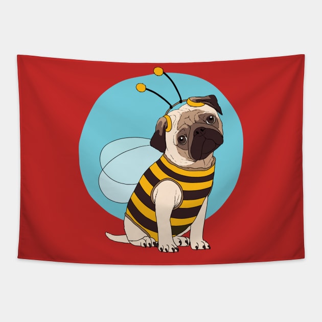 Pug Bee Tapestry by Mako Design 