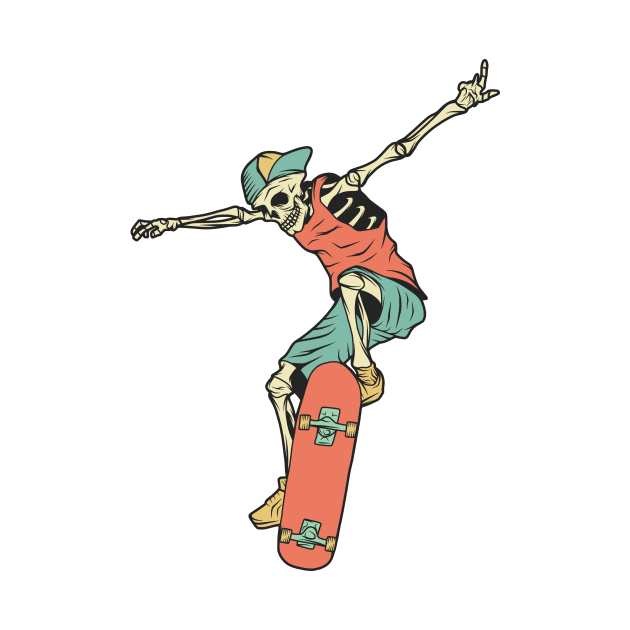 Retro Skater Skeleton by SLAG_Creative