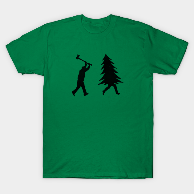 Discover Funny Christmas tree is chased by Lumberjack / Run Forrest, Run! - Pine - T-Shirt