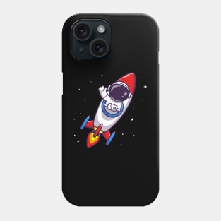 Astronaut Riding Rocket Cartoon Phone Case