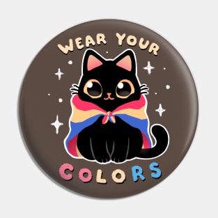 Pansexual LGBT Pride Cat - Kawaii Rainbow Kitty - Wear your colors Pin