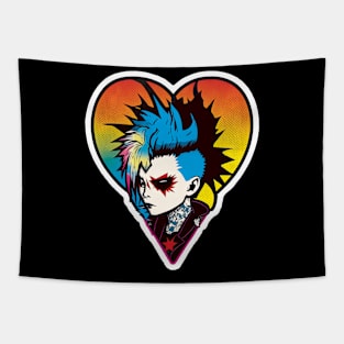 Punk with mohawk in a heart Pastel colours Tapestry