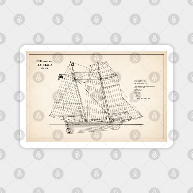 United States Revenue Cutter Louisiana - SD Magnet by SPJE Illustration Photography