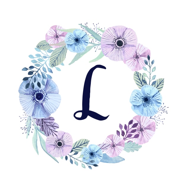 Floral Monogram L Icy Winter Blossoms by floralmonogram