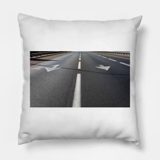 Black Road, White Arrows Pillow