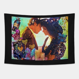 Witch, practical magic love, Collage, Halloween Tapestry