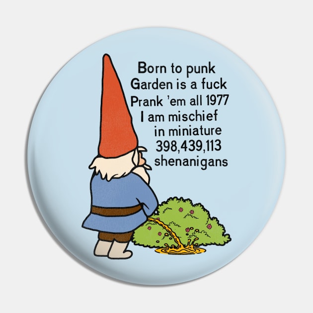 Born to Punk Garden Gnome Pin by darklordpug