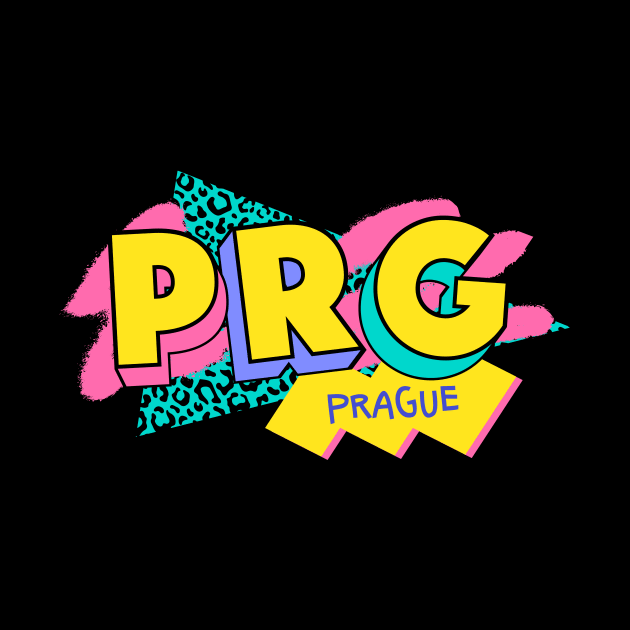 Prague, Czech Republic Retro 90s Logo by SLAG_Creative