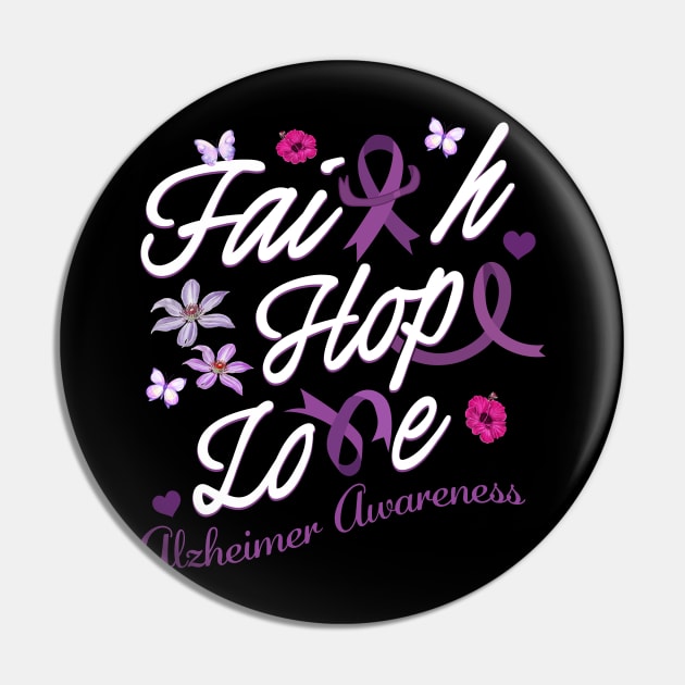 Alzheimer's Awareness Purple Ribbon Products Faith Hope Love Pin by New Hights