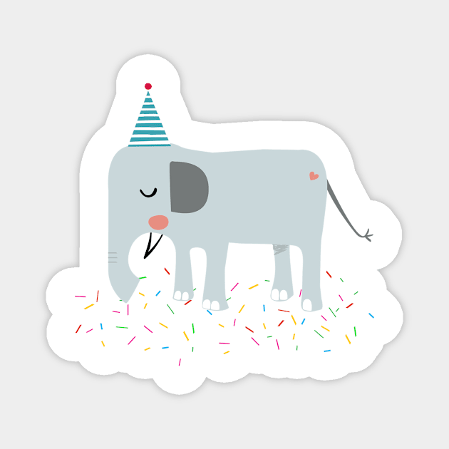 elephant at the party Magnet by spaghettis