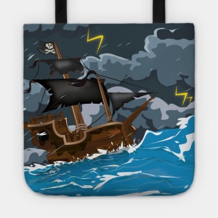 Pirate Ship in a storm Tote