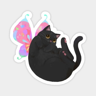 Curled Up Fairy Cat (black cat) Magnet