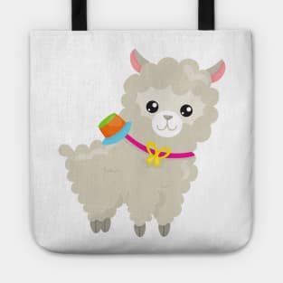 Cute Llama, Alpaca, Little Llama, Llama With Hat Tote