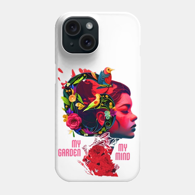 My Garden, My Mind - Floral Girl Head Illustration Phone Case by ArtMichalS