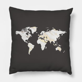 Marbel Gold World Map Pillow