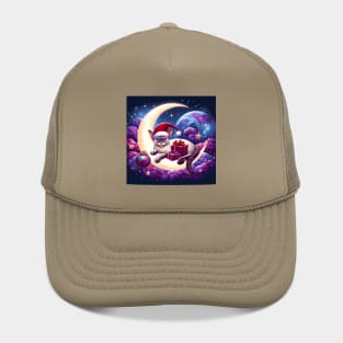 Devon Rex Cat On The Moon Christmas Hat