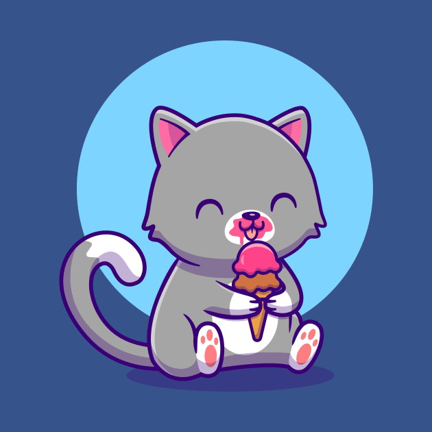 Cute Cat Eating Ice Cream by Catalyst Labs