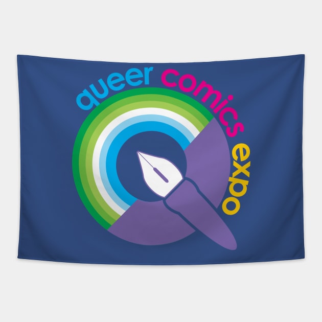 QCE "Q" Logo Gay MLM Tapestry by Queer Comics Expo