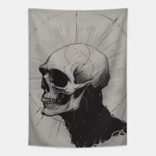 Monotone Illustration of Skull Tapestry