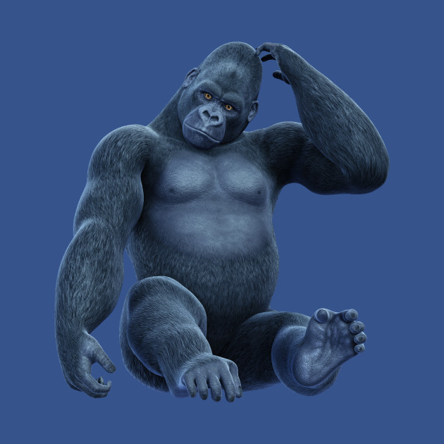 Gorilla Ape Sitting - Silverback Gorilla - T-Shirt