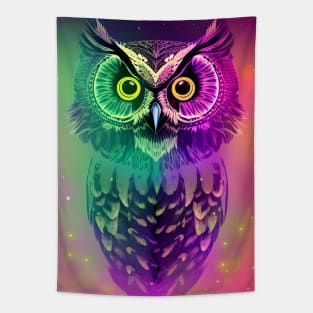 Colourful owl in pink and green Tapestry