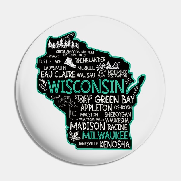 Milwaukee Wisconsin cute map, Osseo, Green Bay, Kenosha, Racine, Appleton, Waukesha, Eau Claire, Oshkosh, Janesville Pin by BoogieCreates