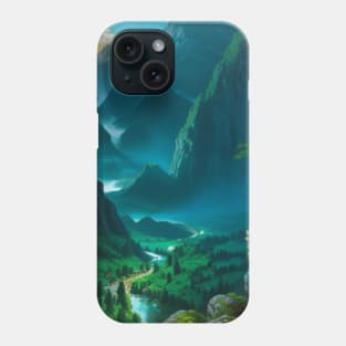 Overlook of a Lush, Misty, Green Temperate Rainforest Canyon Phone Case